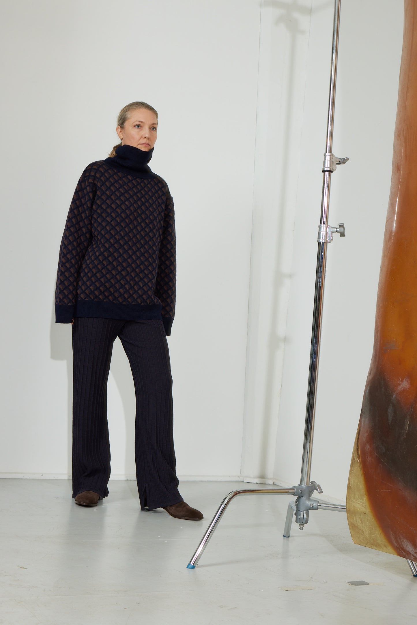 Knitted Pants Brown Melange