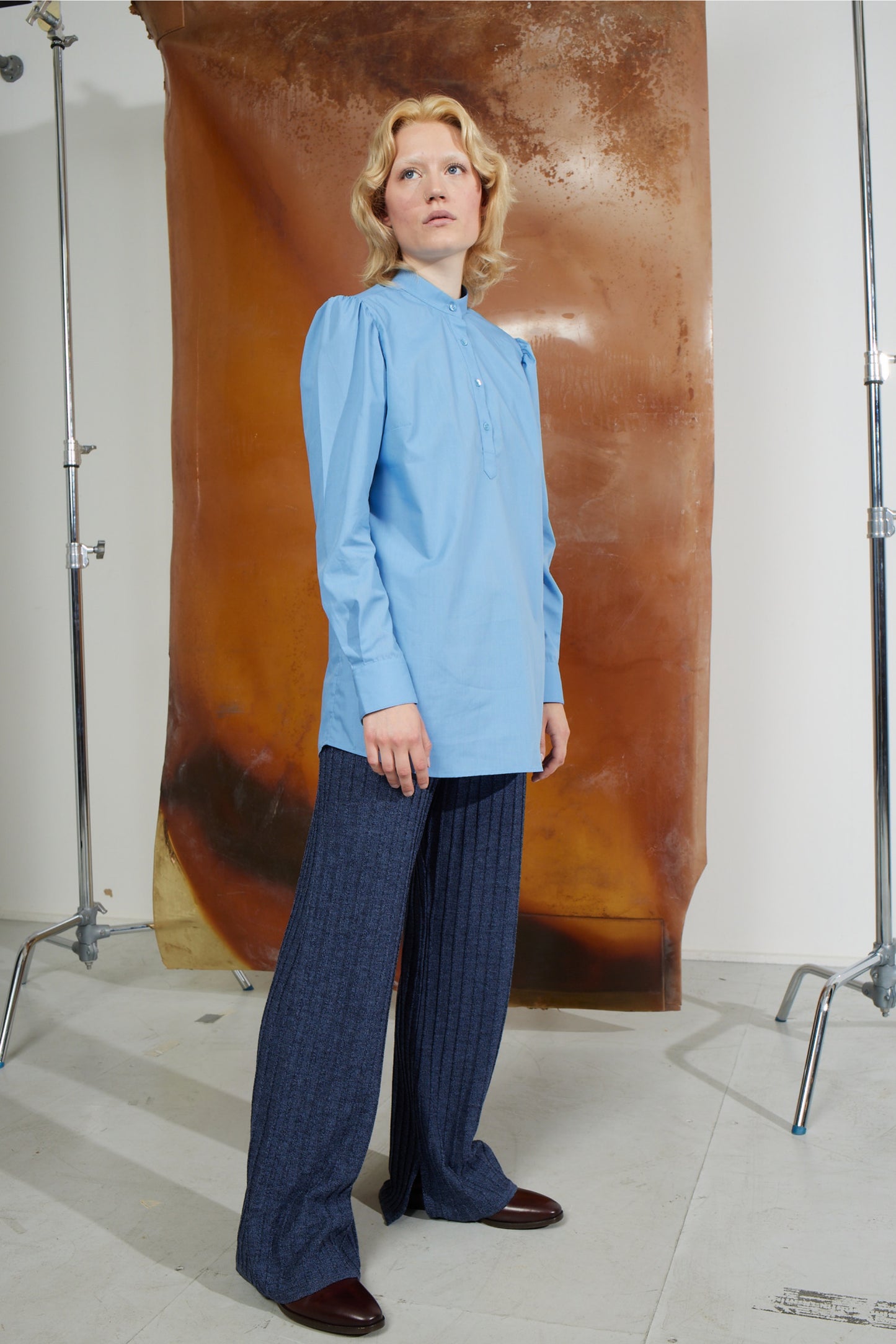 Knitted Pants Blue Melange